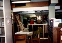 Building bookshelves in the library